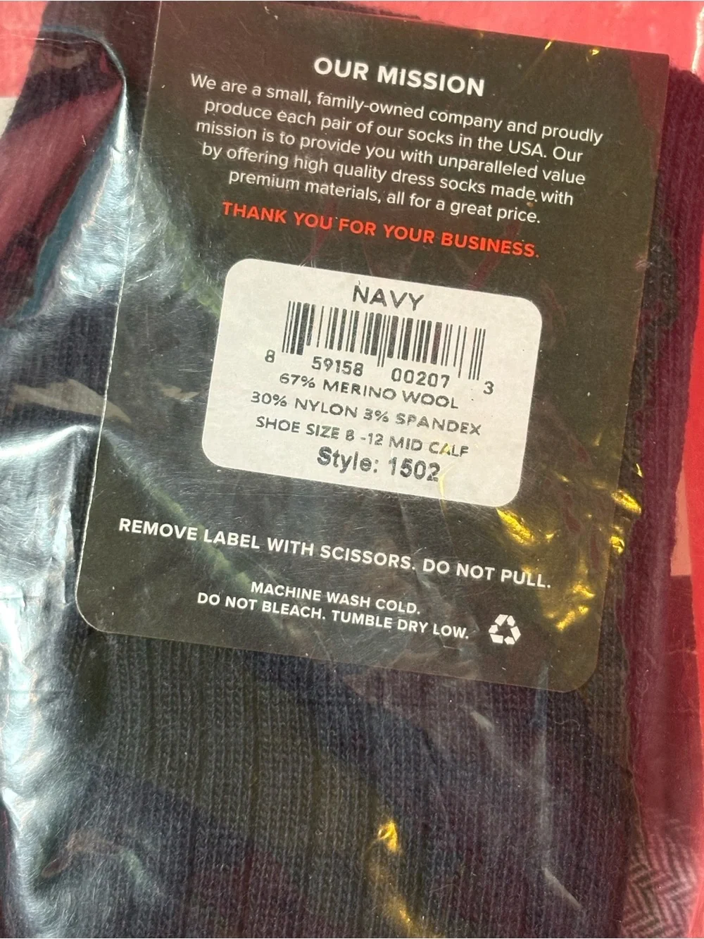 NEW Boardroom Men's Navy Merino Wool Mid-Calf Dress Socks NWT Size 8-12 SKU 1502
